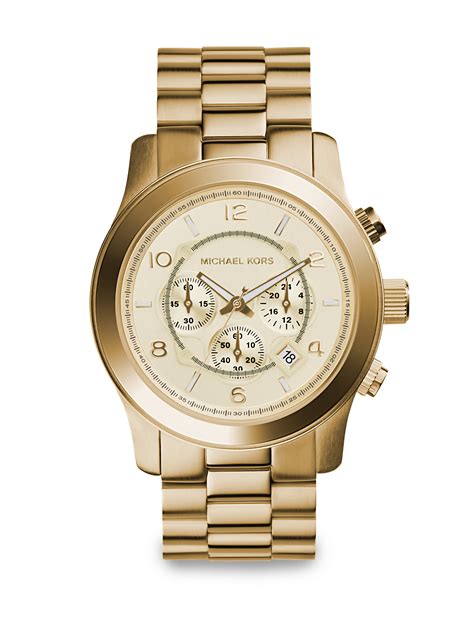 michael kors womens oversized gold runway watch|michael kors black runway watch.